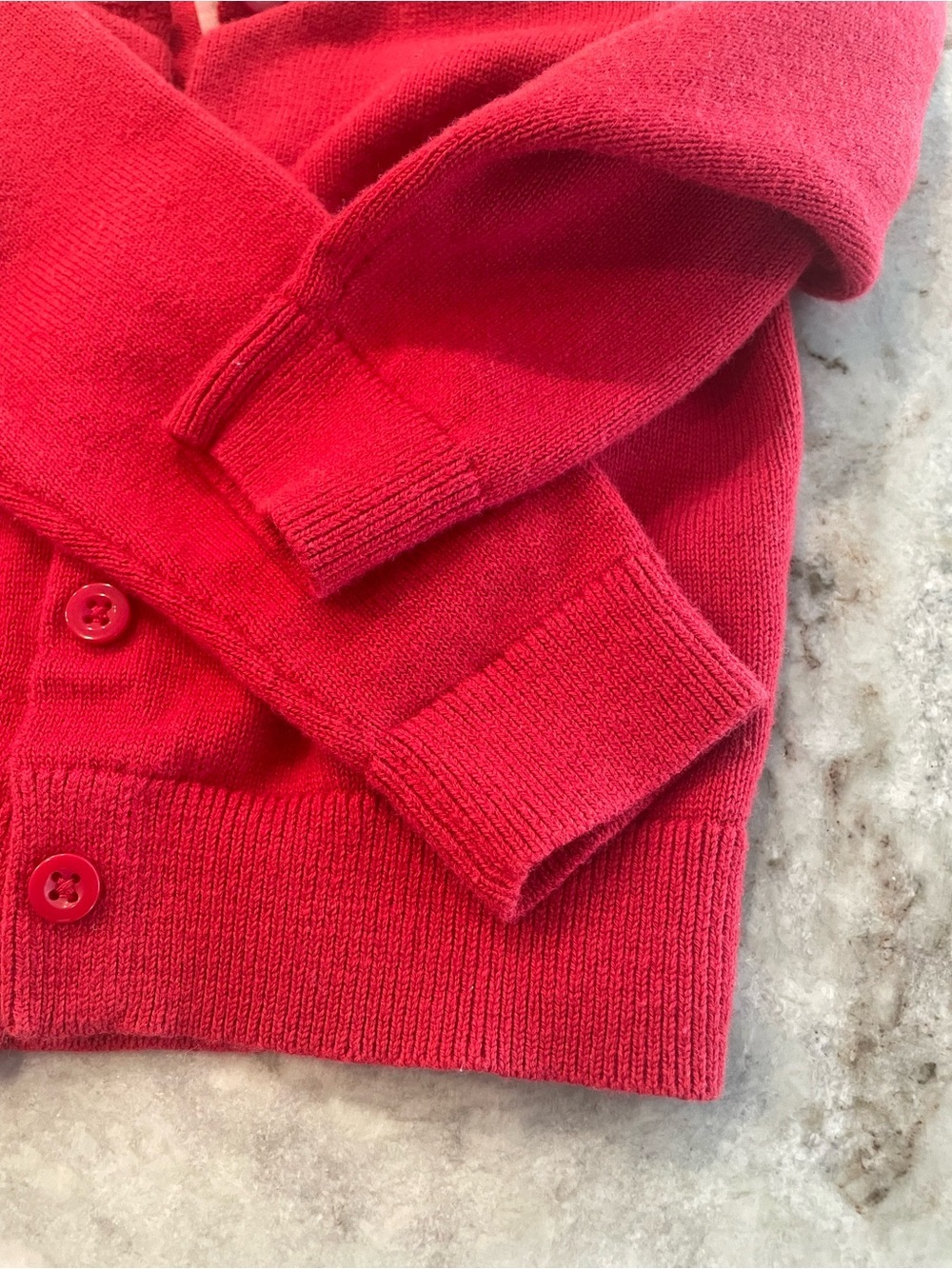 Primary Baby Girls Red Sweater Cardigan Cotton Knit Holiday Size 6-12 Months - Picture 4 of 6